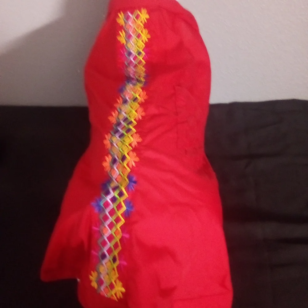 Red Dog Coat with Embroidered Design ( Box ED )
